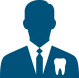 Blue suit silhouette with tooth image on the right